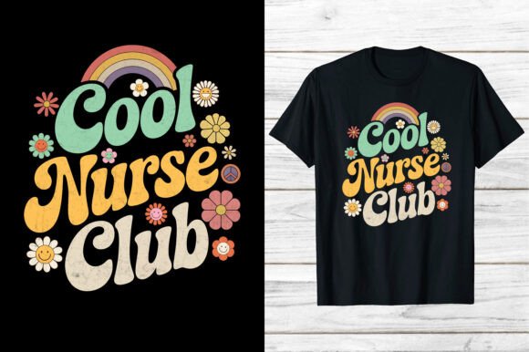 70s Retro T-shirt Cool Nurse Club Groovy