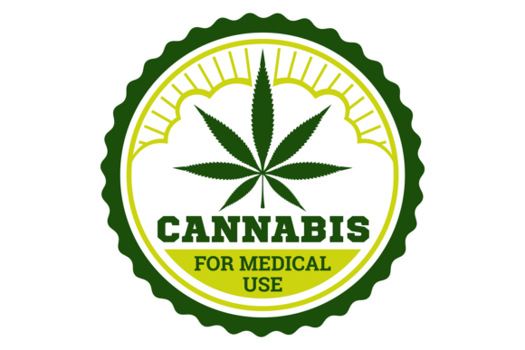 Cannabis Medical Herb Logo. Green Leaves