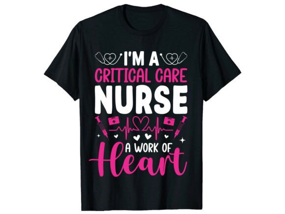 Critical Care Work Heart Nurse T-Shirt