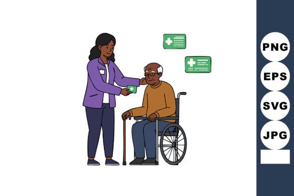 Female Nurse Assisting Elderly Man in Wheelchair