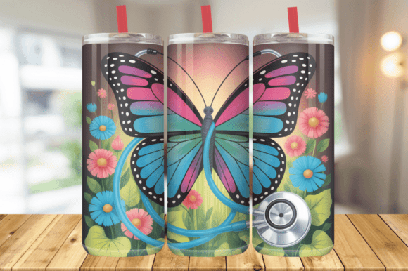 Floral Stethoscope Medical Tumbler Wrap
