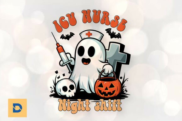 ICU Nurse Ghost Spooky Halloween PNG
