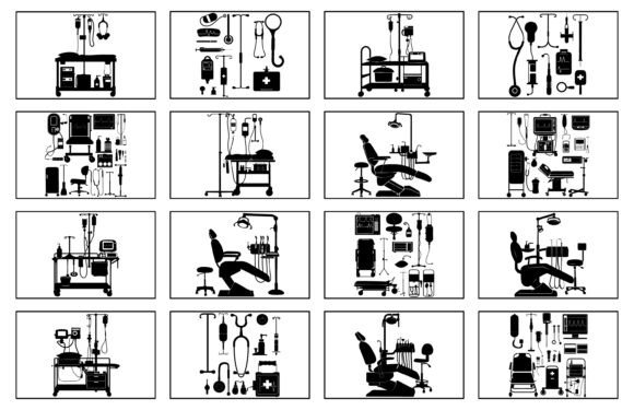 Medical Equipment Silhouette Vector Set