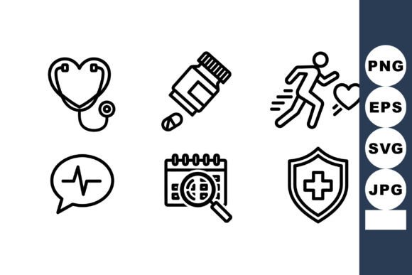 Medical Health Icons Set for Heart Care