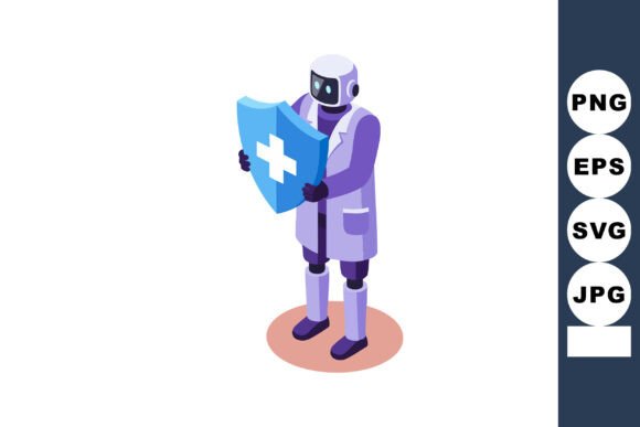 Medical Robot Holding Shield with Cross