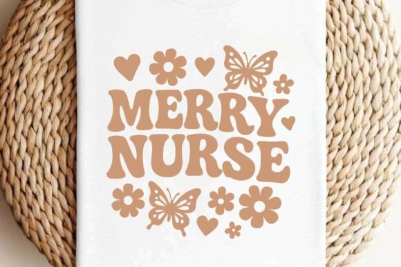 Merry Nurse Retro T-shirt Design Clipart