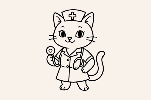 Nurse Cat Clipart Vector Sublimation PNG