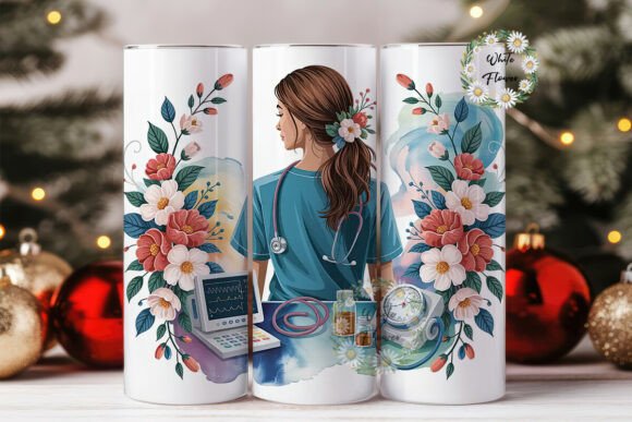 Nurse Floral 20oz Tumbler Wrap