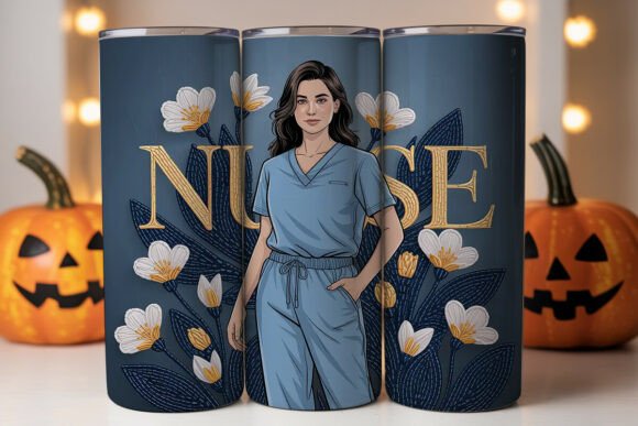 Nurse Floral Beaded Tumbler Wrap