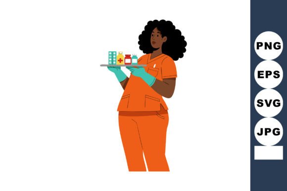 Nurse Holding Tray with Medication Bottl