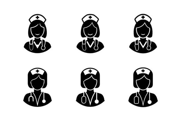 Nurse Icon Flat Fill Set Collect