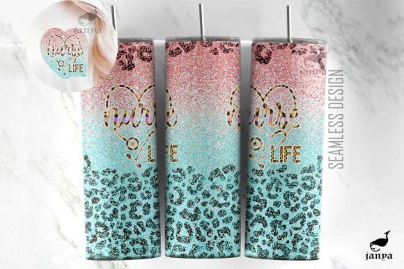 Nurse Life Leopard Tumbler Heart 20 Oz 1