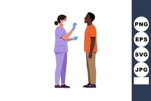 Nurse Performing COVID-19 Nasal Swab Test