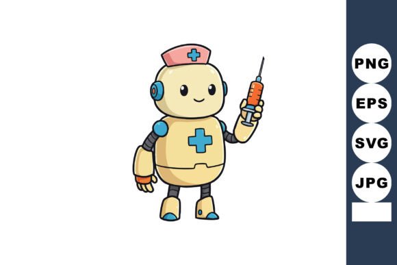 Robot Nurse Holding Syringe Healthcare T
