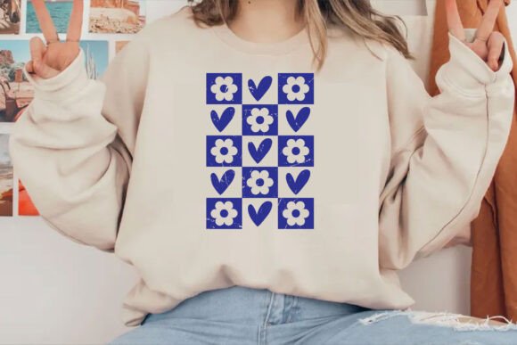 Taupe Checkered Love Boho Flowers SVG